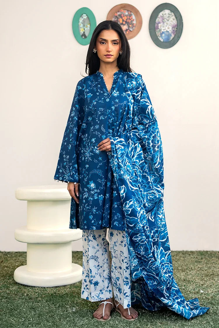 Picture of Cross Stitch - Prints Daily Lawn Collection Vol 2 - Blue Roseate - Available at Raja Sahib
