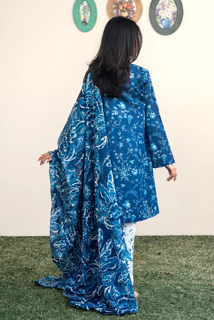 Picture of Cross Stitch - Prints Daily Lawn Collection Vol 2 - Blue Roseate - Available at Raja Sahib