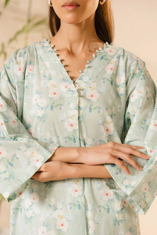 Picture of Cross Stitch - Aqua Mint Printed Lawn Shirt - Available at Raja Sahib