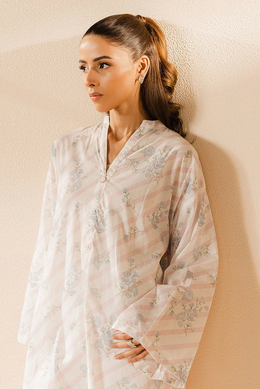 Cross Stitch - Celestial White Printed Lawn Shirt