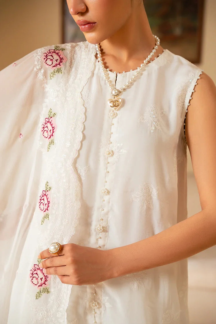 Picture of Cross Stitch - Luxe Atelier Unstitched Luxury Collection - White Whisper - Available at Raja Sahib