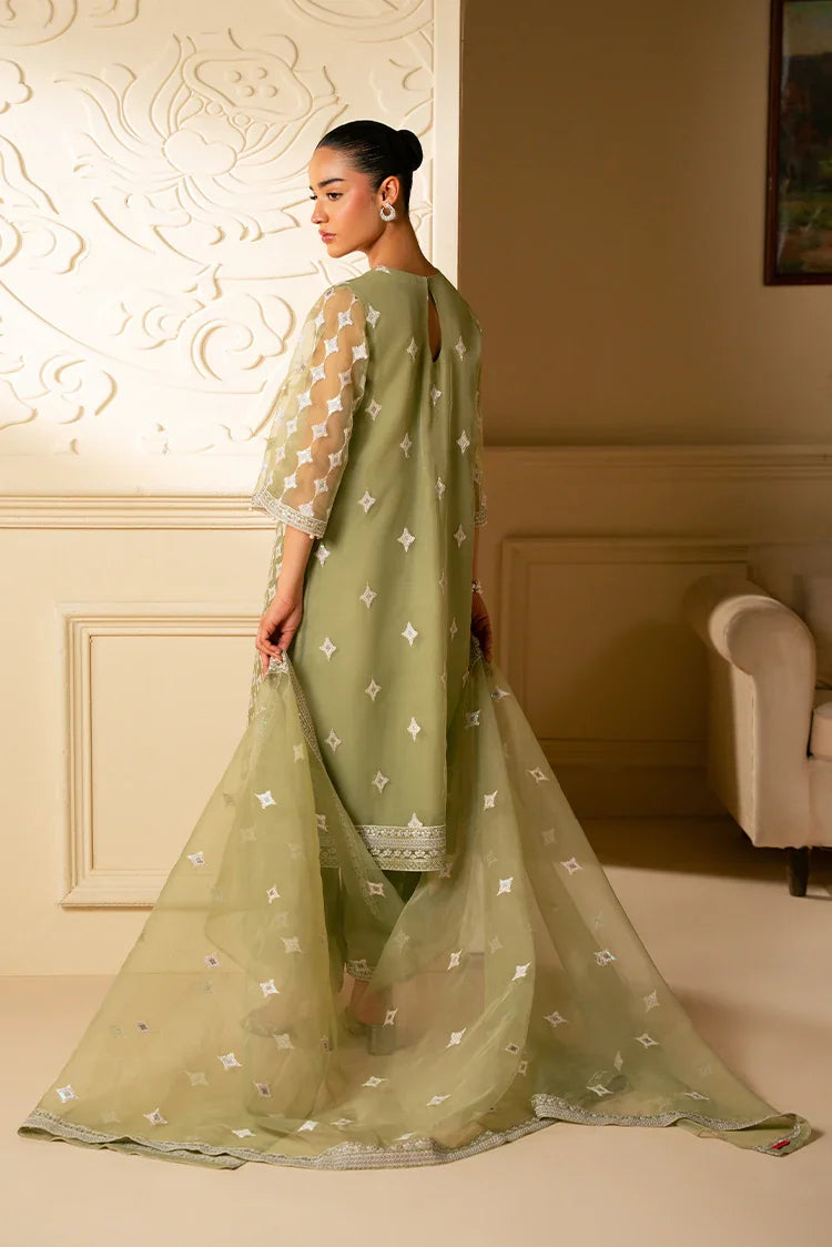 Picture of Cross Stitch - Luxe Atelier Unstitched Luxury Collection - Minted Sage - Available at Raja Sahib