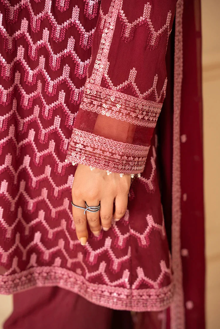 Picture of Cross Stitch - Luxe Atelier Unstitched Luxury Collection - Burgundy Bliss - Available at Raja Sahib