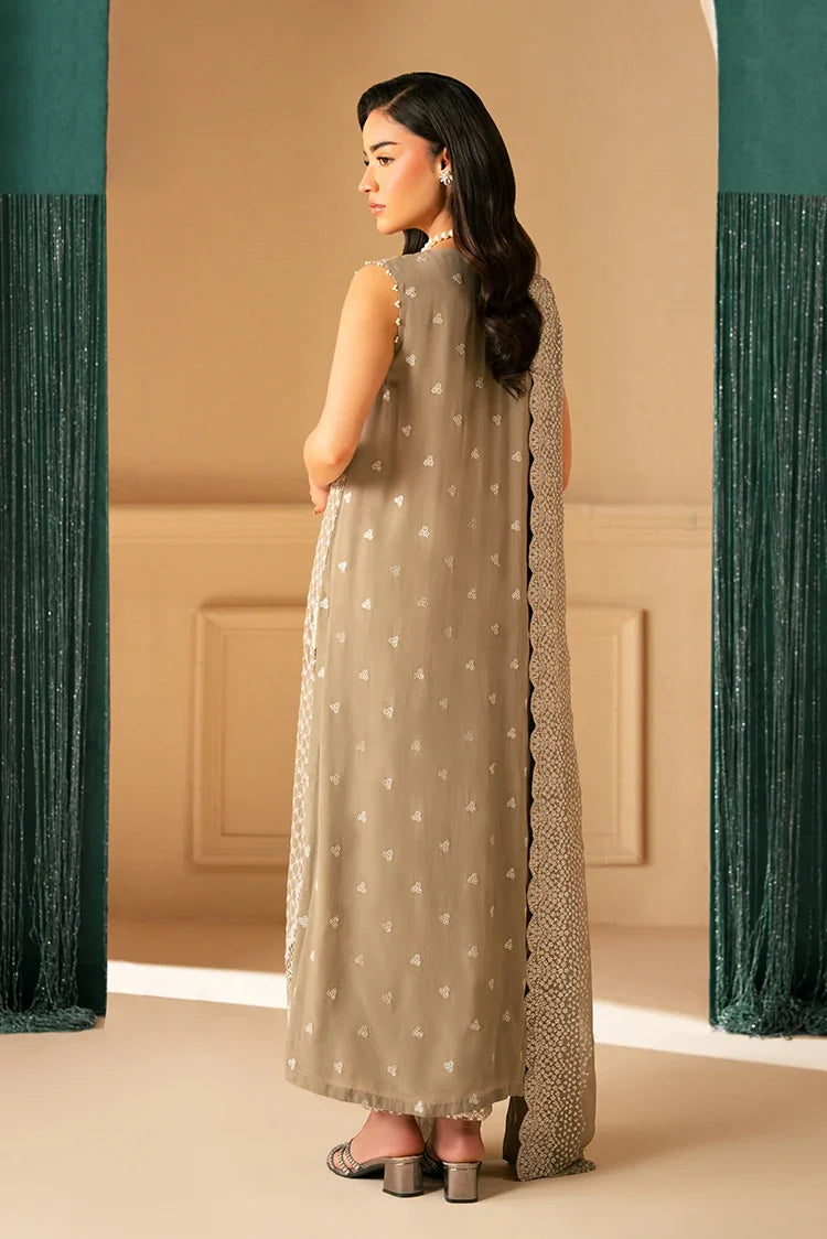 Picture of Cross Stitch - Luxe Atelier Unstitched Luxury Collection - Feather Grey - Available at Raja Sahib