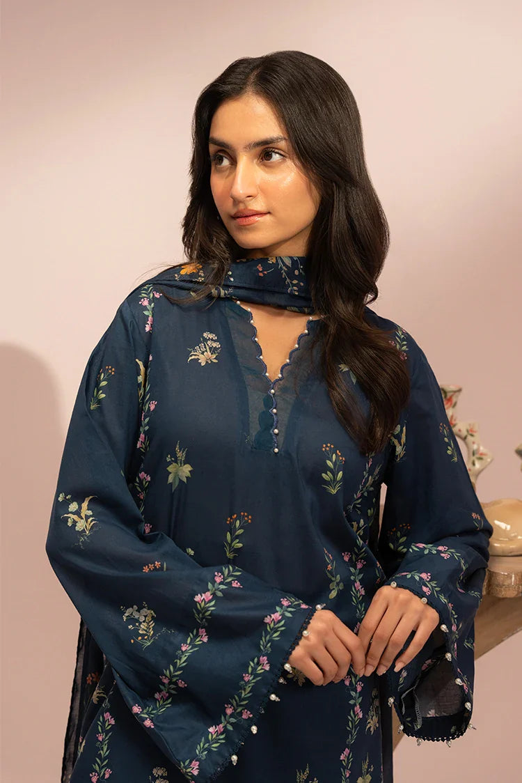 Picture of Cross Stitch - Prints Daily Lawn Collection Vol 4 - Midnight Blossom - Available at Raja Sahib