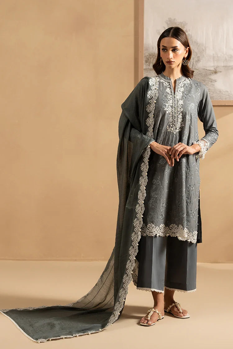 Picture of <!--d-->Cross Stitch - Mahiri Unstitched Embroidered Collection Vol 5 - Soft Graphite - Available at Raja Sahib