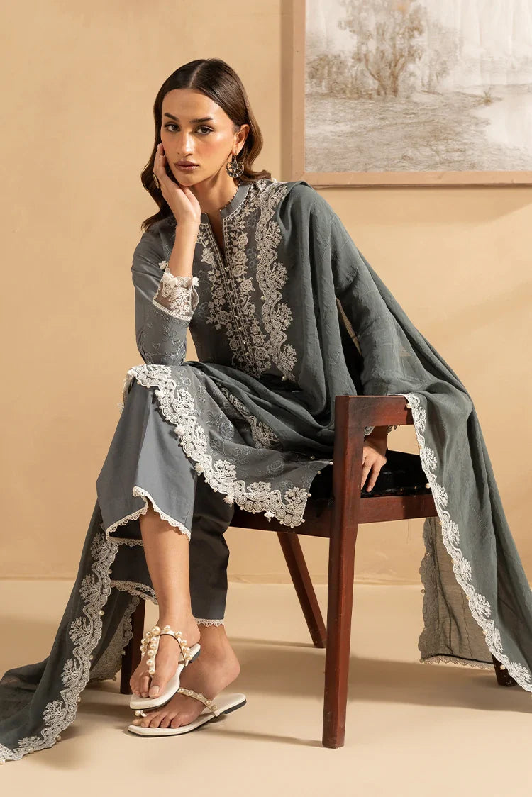 Picture of <!--d-->Cross Stitch - Mahiri Unstitched Embroidered Collection Vol 5 - Soft Graphite - Available at Raja Sahib