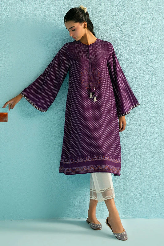 Cross Stitch - Purple Glam Printed Lawn Shirt