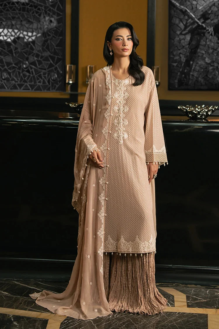 Picture of Cross Stitch - Embroidered Chiffon Edit Vol 1 - Gilded Beige - Available at Raja Sahib