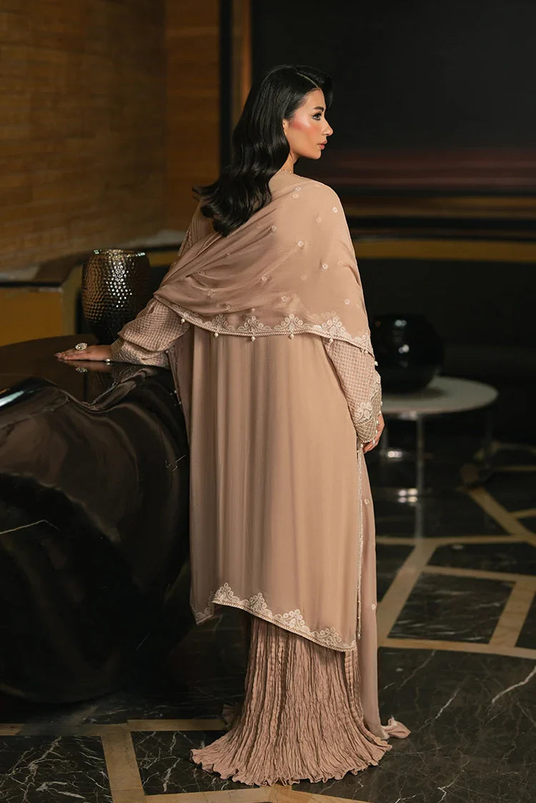 Picture of Cross Stitch - Embroidered Chiffon Edit Vol 1 - Gilded Beige - Available at Raja Sahib