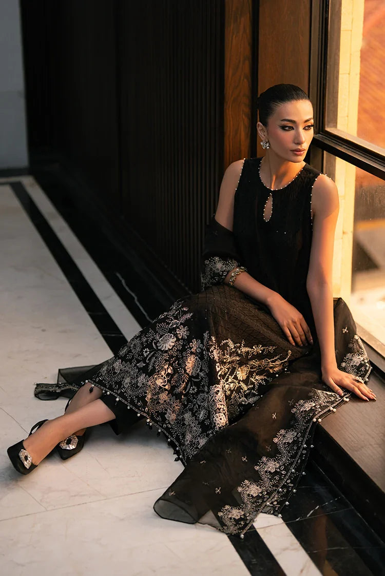 Picture of Cross Stitch - Embroidered Chiffon Edit Vol 1 - Charcoal Void - Available at Raja Sahib