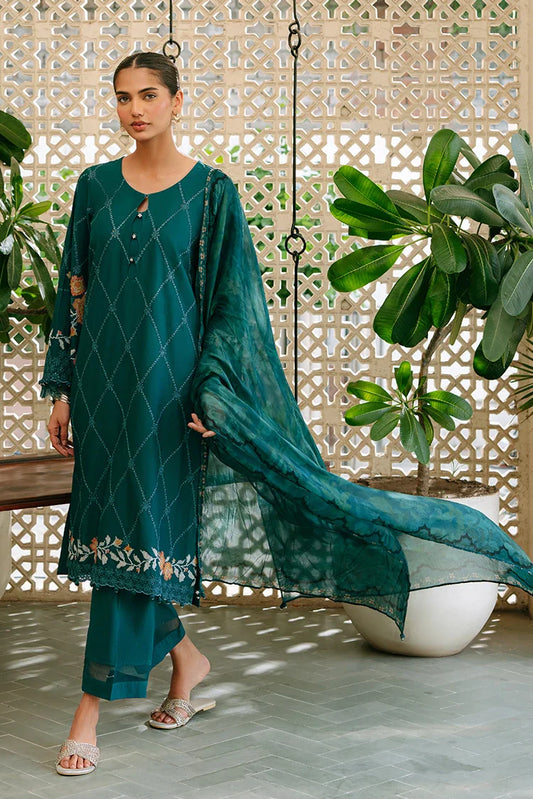 Picture of Cross Stitch - The Monsoon Edit - Vibrant Spruce - Available at Raja Sahib