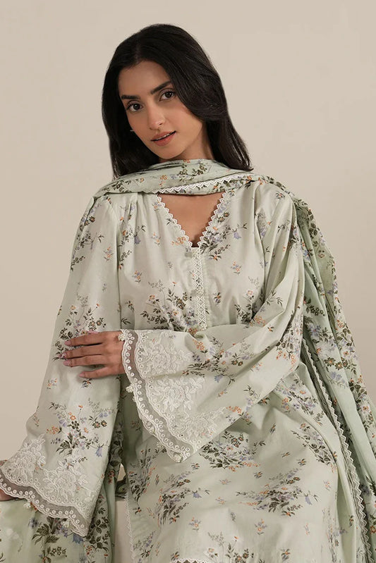 Picture of Cross Stitch - Daily Edit Unstitched Lawn Collection Vol 6 - Pale Aqua - Available at Raja Sahib