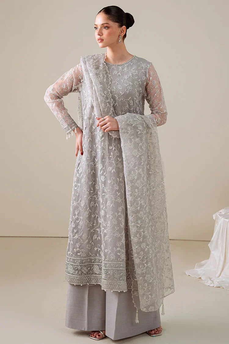 Picture of Cross Stitch - 4 PC Organza Embroidered Suit - Pearl Gray - Available at Raja Sahib