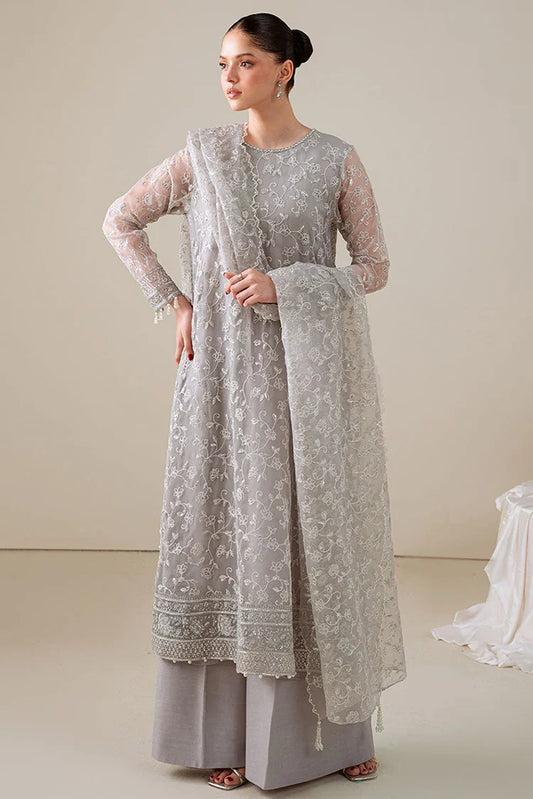 Picture of Cross Stitch - 4 PC Organza Embroidered Suit - Pearl Gray - Available at Raja Sahib