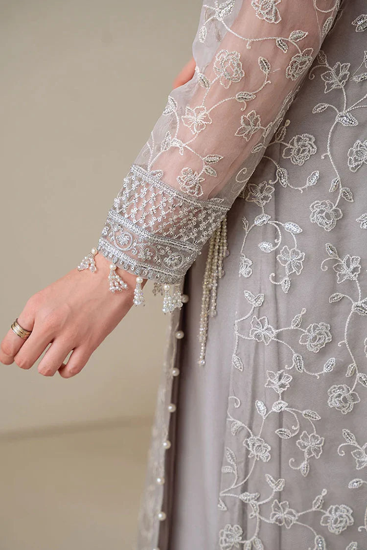 Picture of Cross Stitch - 4 PC Organza Embroidered Suit - Pearl Gray - Available at Raja Sahib