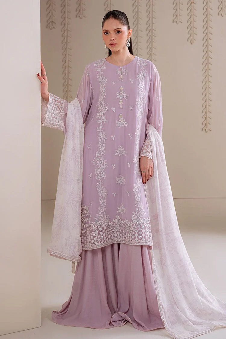Picture of Cross Stitch - 4 PC Chiffon Embroidered Suit - Iris Lavender - Available at Raja Sahib