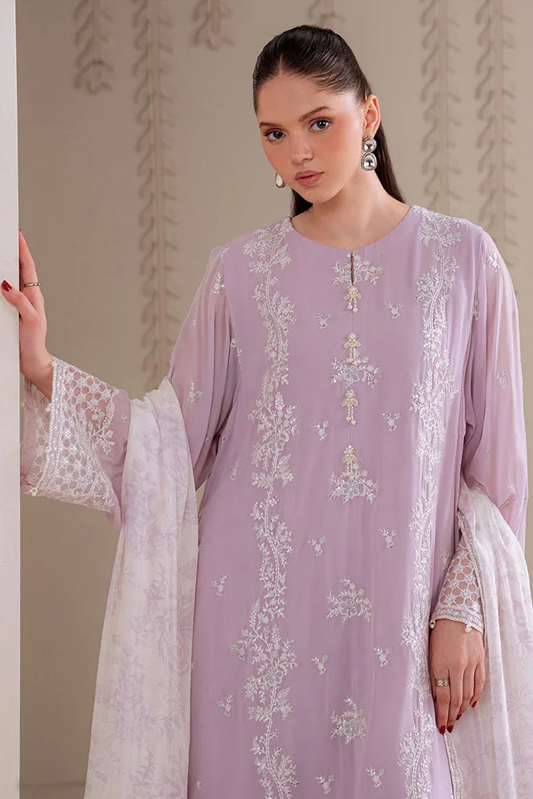 Picture of Cross Stitch - 4 PC Chiffon Embroidered Suit - Iris Lavender - Available at Raja Sahib