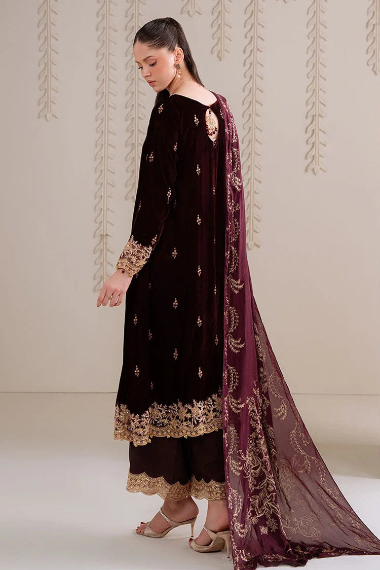 Picture of Cross Stitch - 3 PC Velvet Embroidered Suit - Royal Plum - Available at Raja Sahib