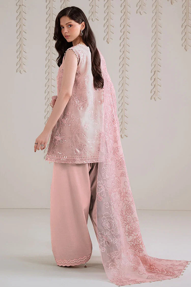 Picture of Cross Stitch - 4 Pc Organza Embroidered Suit - Dusty Rose - Available at Raja Sahib