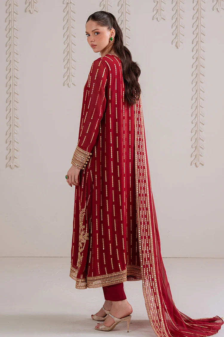 Picture of Cross Stitch - 4 PC Chiffon Embroidered Suit - Vermilion Berry - Available at Raja Sahib