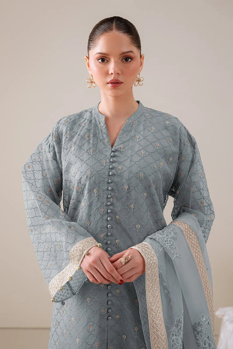 Picture of Cross Stitch - 4 Pc Organza Embroidered Suit - Gossamer Green - Available at Raja Sahib