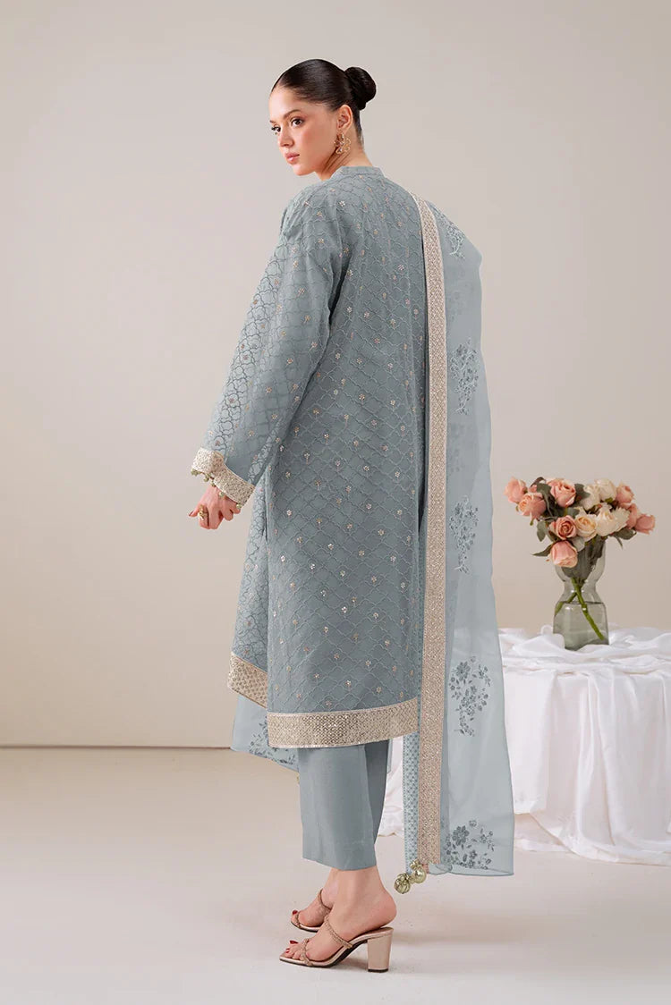 Picture of Cross Stitch - 4 Pc Organza Embroidered Suit - Gossamer Green - Available at Raja Sahib
