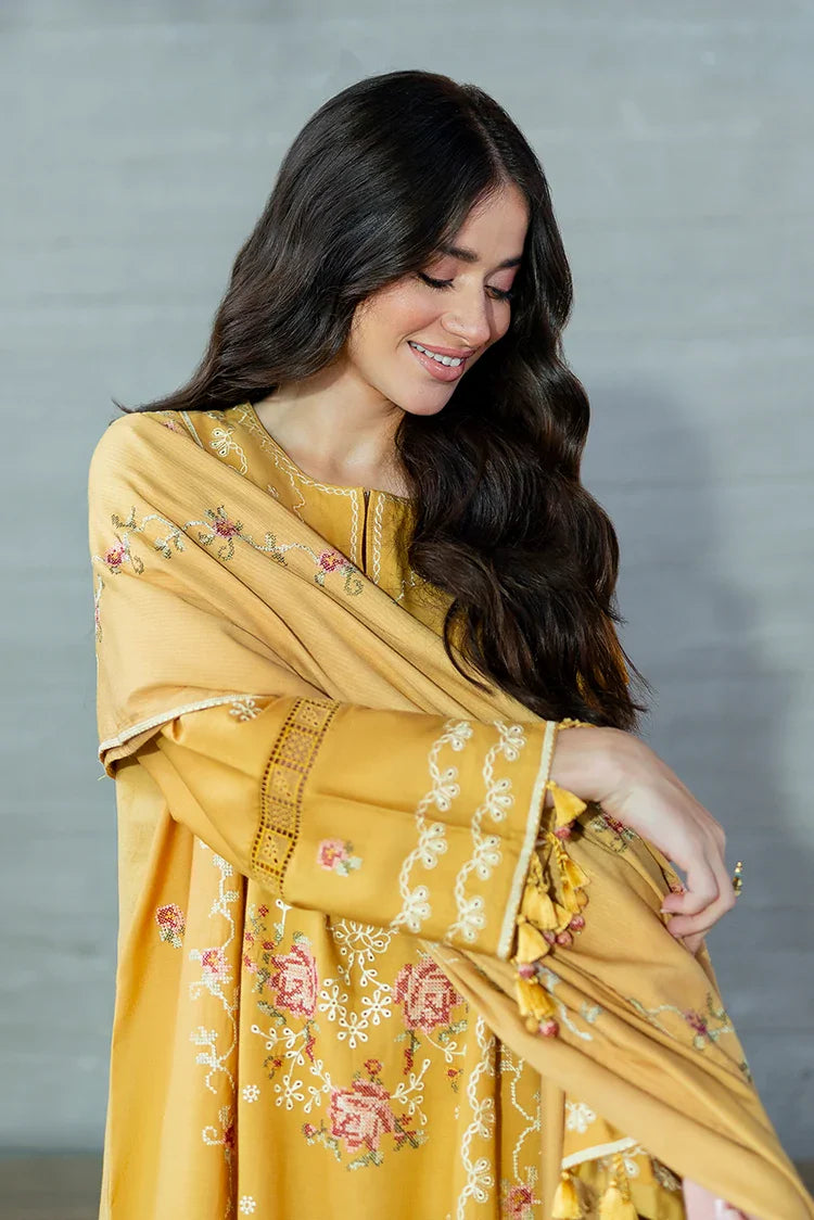 Picture of Cross Stitch - Premium Unstitched Cotton Satin - Rosette Bliss - Available at Raja Sahib