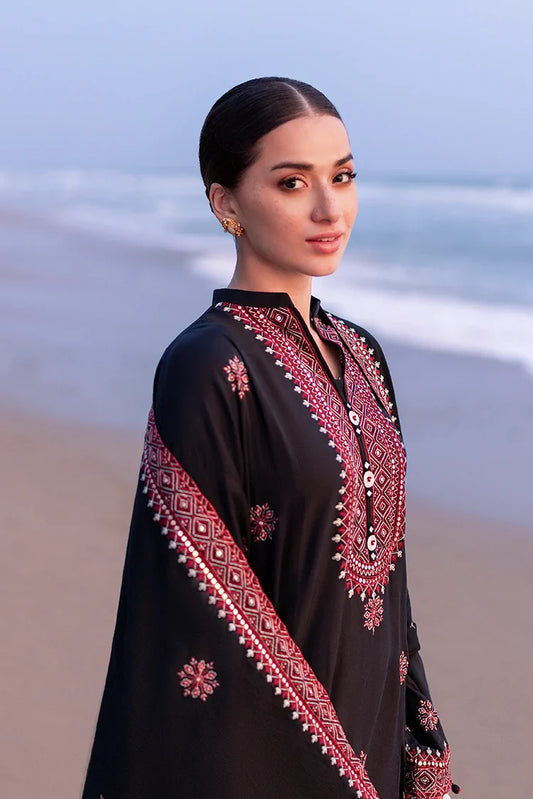 Picture of Cross Stitch - Premium Unstitched Cotton Satin - Raven Folk - Available at Raja Sahib