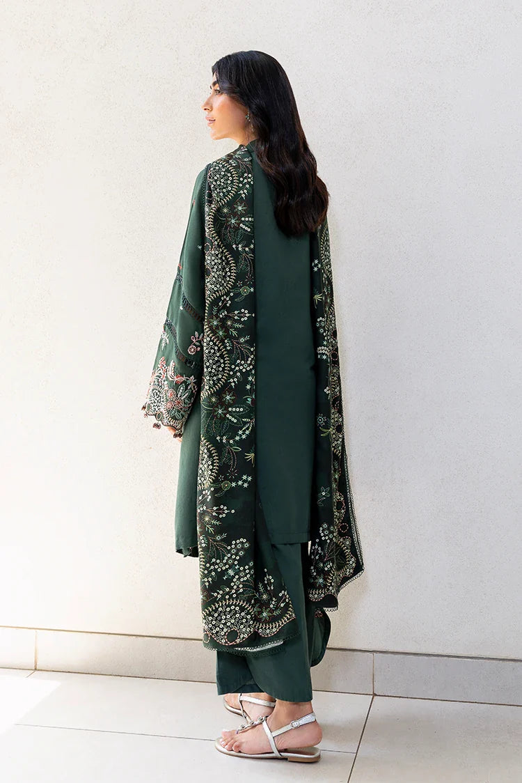 Picture of Cross Stitch - Premium Unstitched Cotton Satin - Green Ornate - Available at Raja Sahib