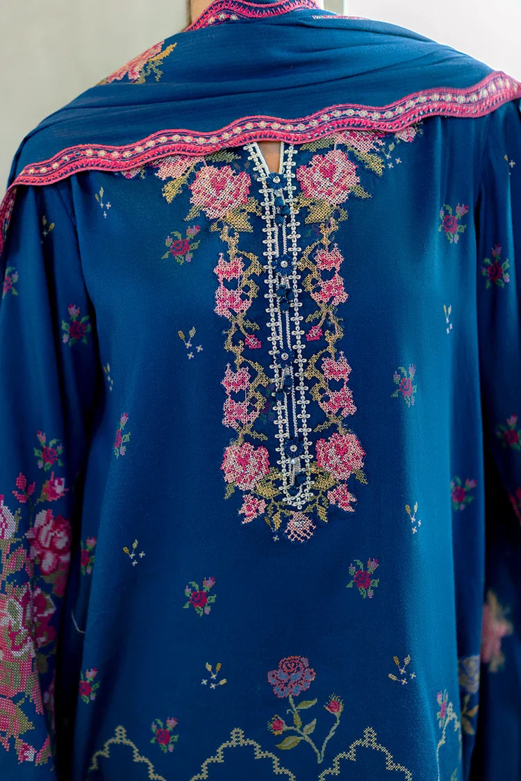 Picture of Cross Stitch - Premium Unstitched Cotton Satin - Ink Bloom - Available at Raja Sahib