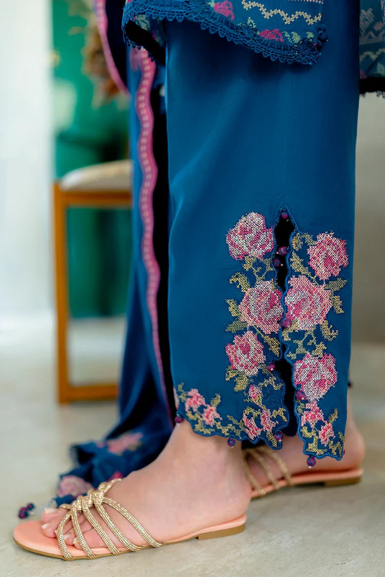 Picture of Cross Stitch - Premium Unstitched Cotton Satin - Ink Bloom - Available at Raja Sahib