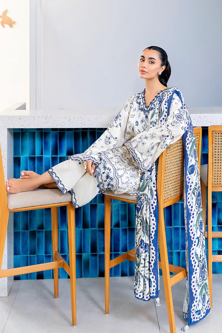 Picture of Cross Stitch - Premium Unstitched Cotton Satin - Ivory Orchid - Available at Raja Sahib