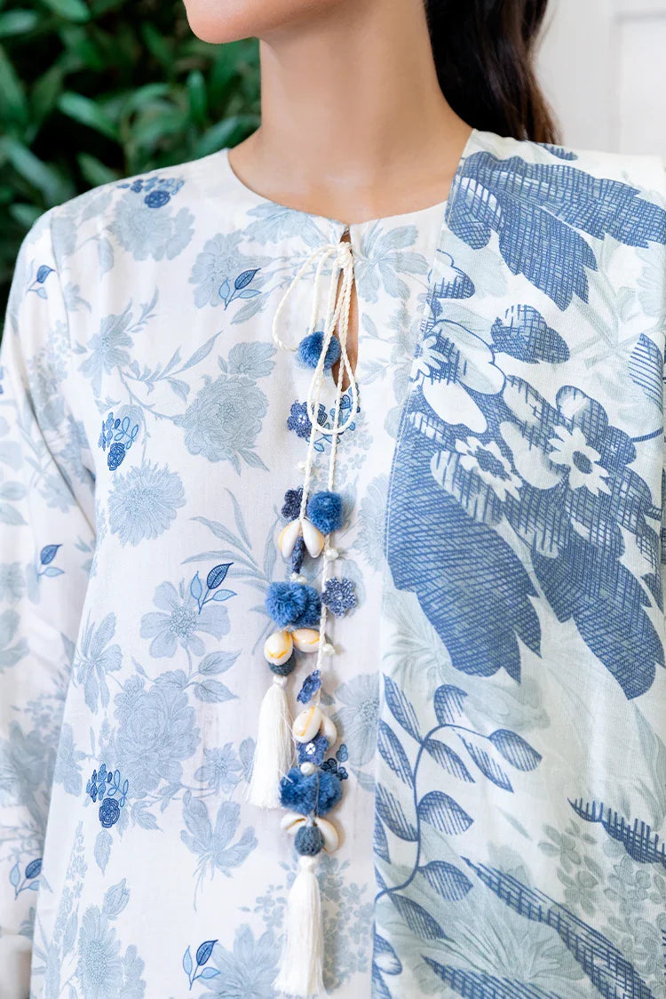 Picture of Cross Stitch - Premium Unstitched Cotton Satin - Whimsical Teal - Available at Raja Sahib