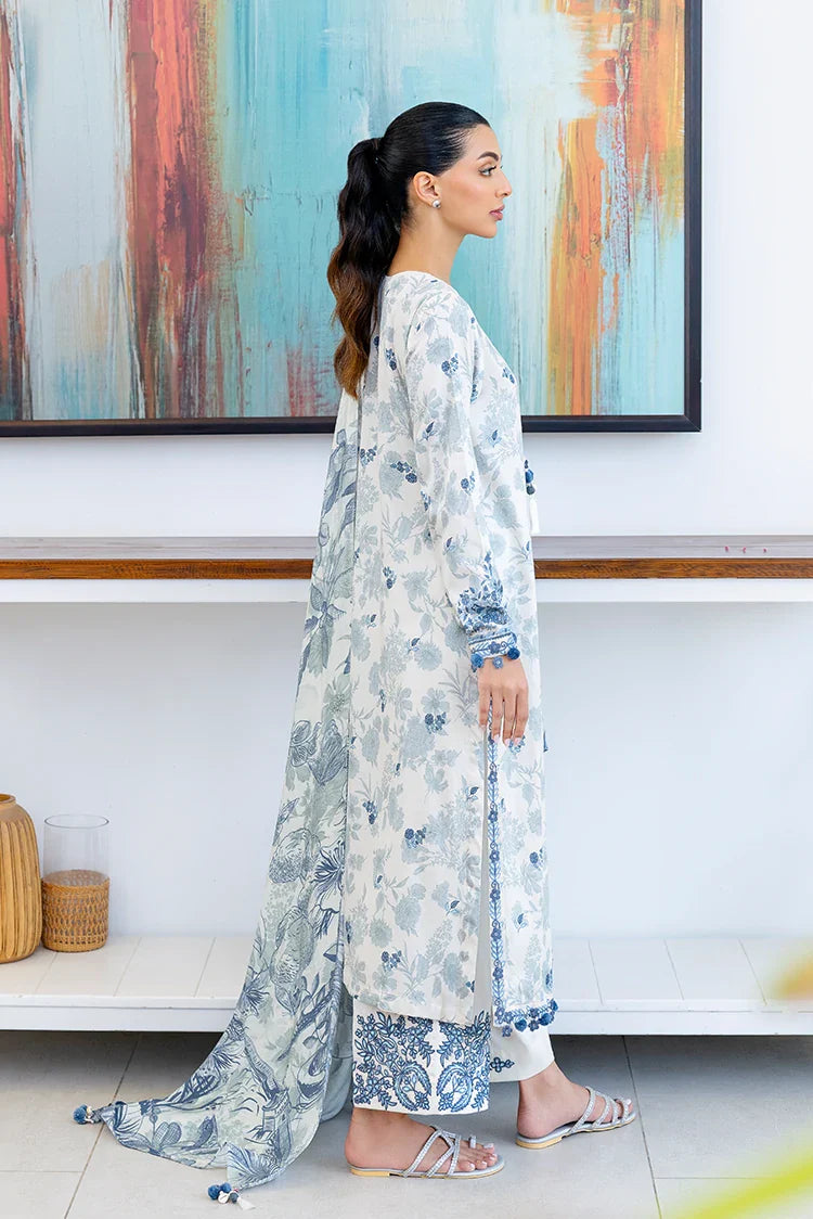 Picture of Cross Stitch - Premium Unstitched Cotton Satin - Whimsical Teal - Available at Raja Sahib