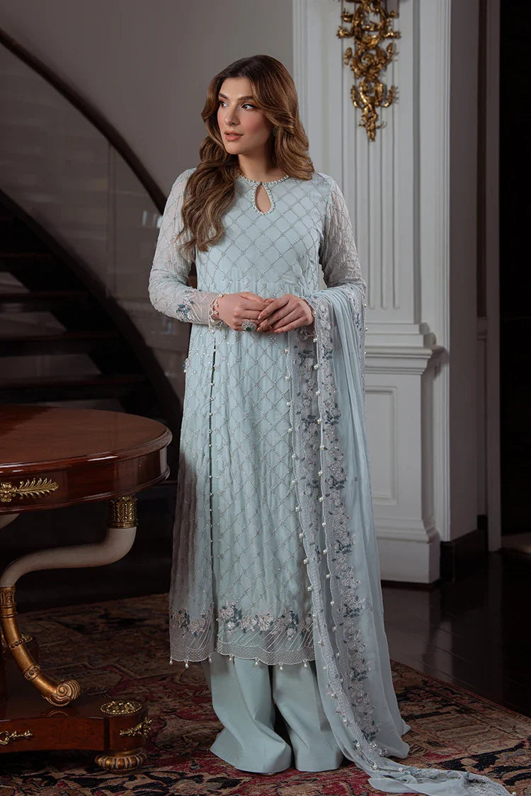 Picture of Cross Stitch - Unstitched Wedding Collection - Aqua Ice - Available at Raja Sahib