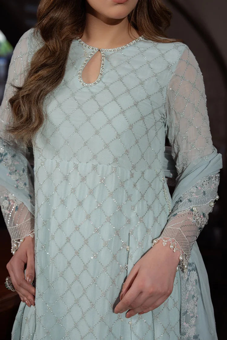 Picture of Cross Stitch - Unstitched Wedding Collection - Aqua Ice - Available at Raja Sahib