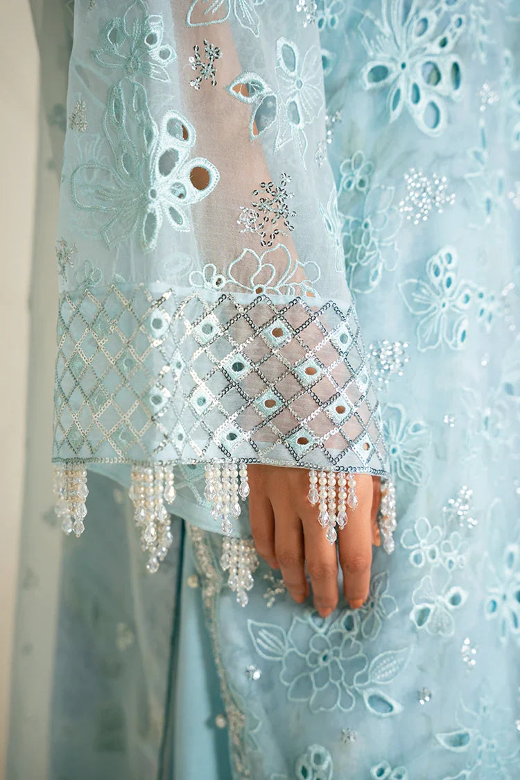 Picture of Cross Stitch - Embroidered Chiffon Edit - 4 Piece - Blue Clair - Available at Raja Sahib