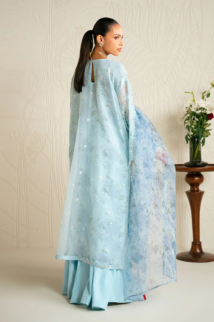 Picture of Cross Stitch - Embroidered Chiffon Edit - 4 Piece - Blue Clair - Available at Raja Sahib