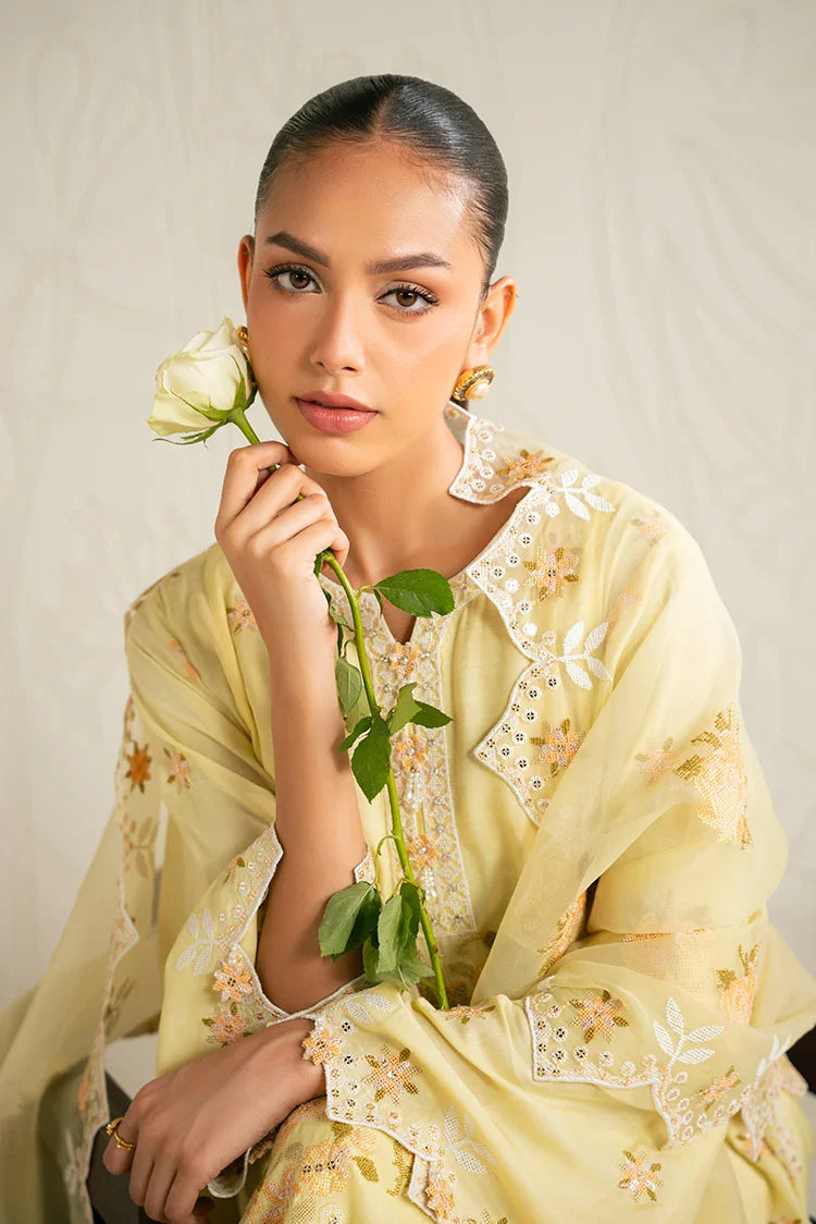 Picture of Cross Stitch - Embroidered Chiffon Edit - 3 Piece - Dandelion Bliss - Available at Raja Sahib