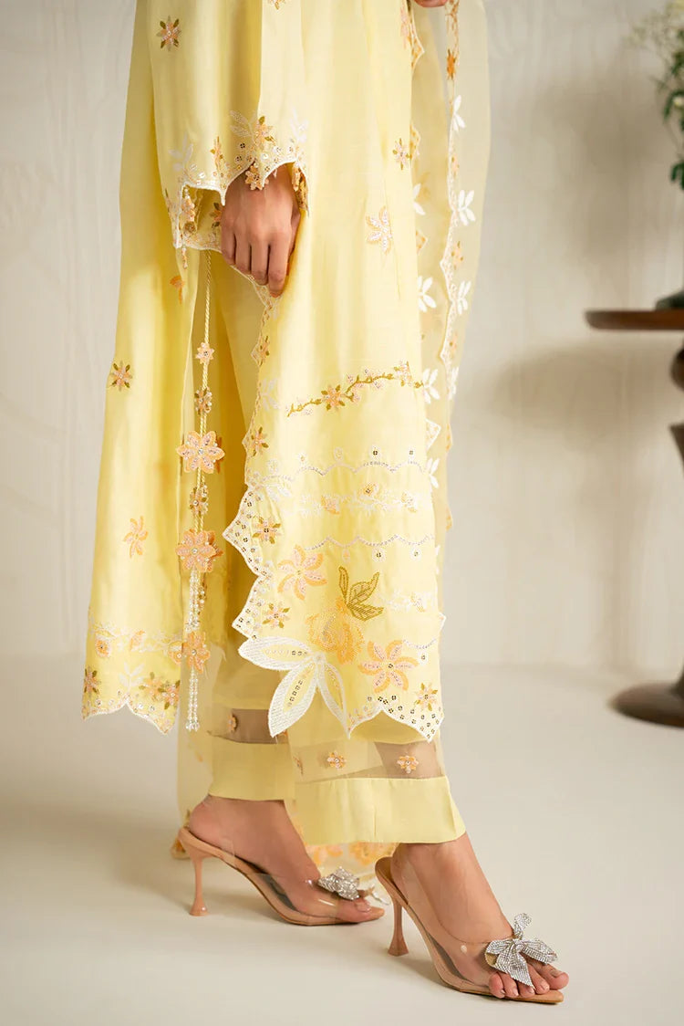Picture of Cross Stitch - Embroidered Chiffon Edit - 3 Piece - Dandelion Bliss - Available at Raja Sahib
