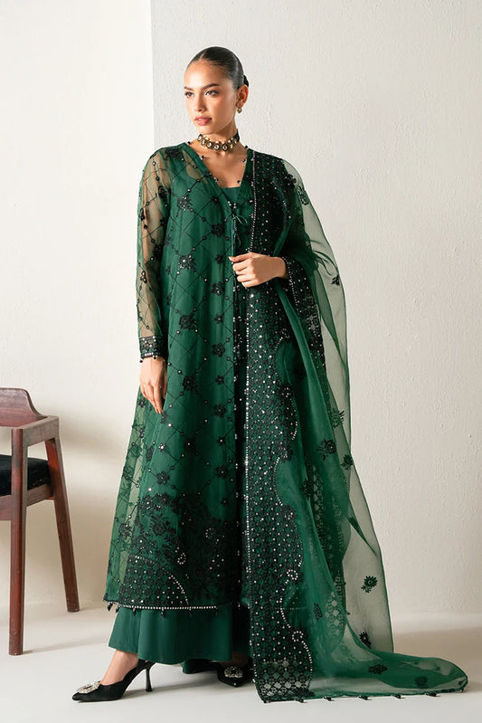 Picture of Cross Stitch - Embroidered Chiffon Edit - 4 Piece - Emerald Dream - Available at Raja Sahib