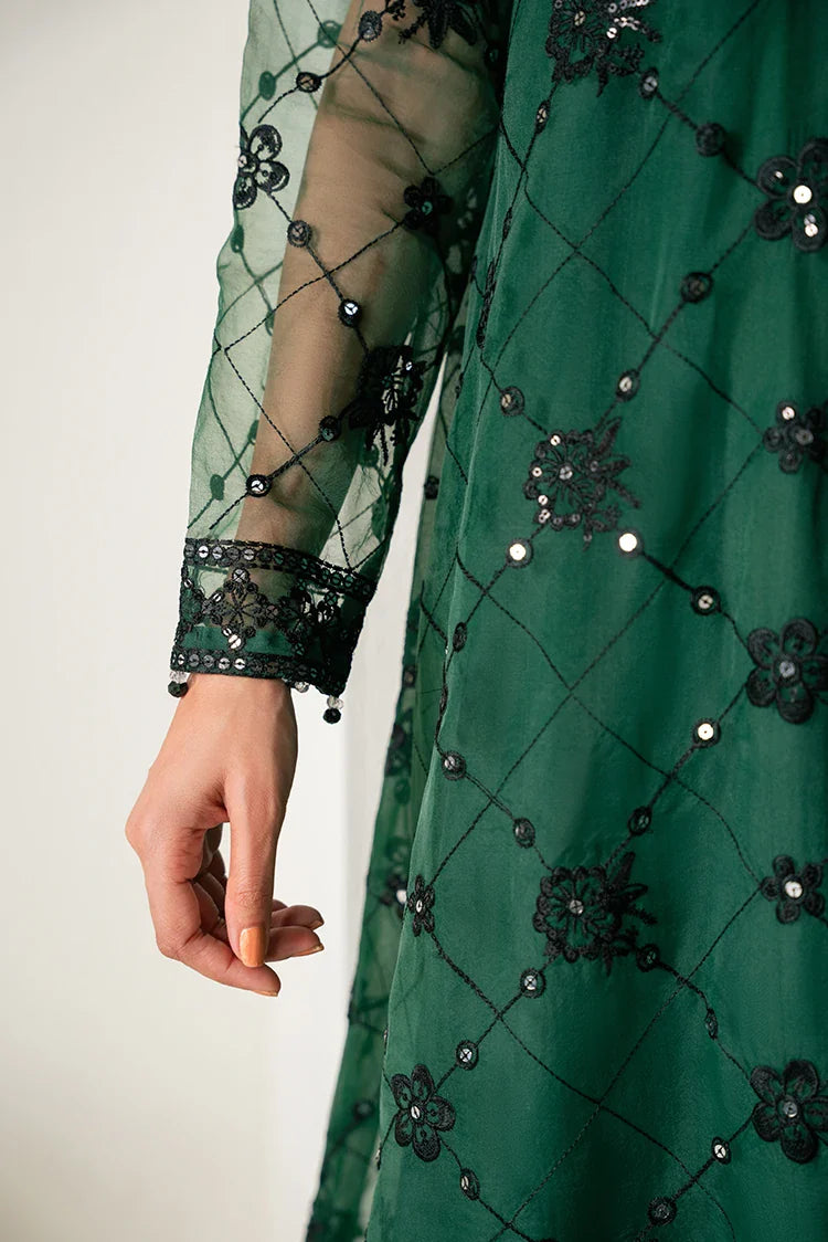 Picture of Cross Stitch - Embroidered Chiffon Edit - 4 Piece - Emerald Dream - Available at Raja Sahib