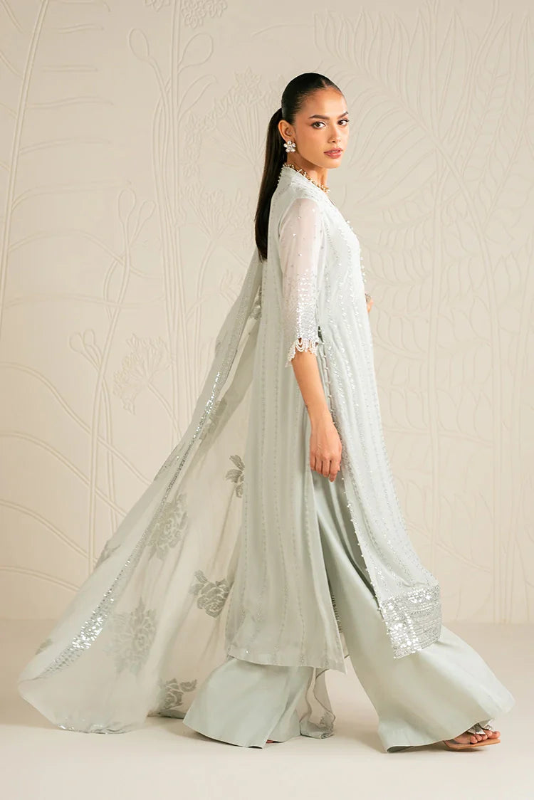 Picture of Cross Stitch - Embroidered Chiffon Edit - 4 Piece - Mint Sparkle - Available at Raja Sahib