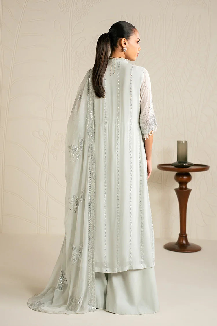Picture of Cross Stitch - Embroidered Chiffon Edit - 4 Piece - Mint Sparkle - Available at Raja Sahib
