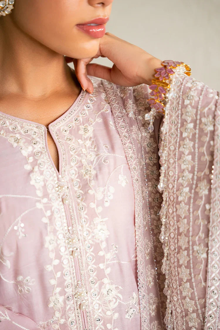 Picture of Cross Stitch - Embroidered Chiffon Edit - 3 Piece - Quartz Pink - Available at Raja Sahib