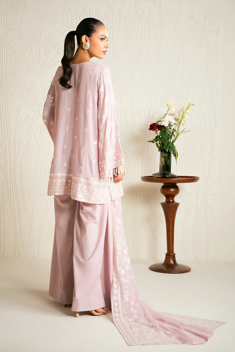 Picture of Cross Stitch - Embroidered Chiffon Edit - 3 Piece - Quartz Pink - Available at Raja Sahib