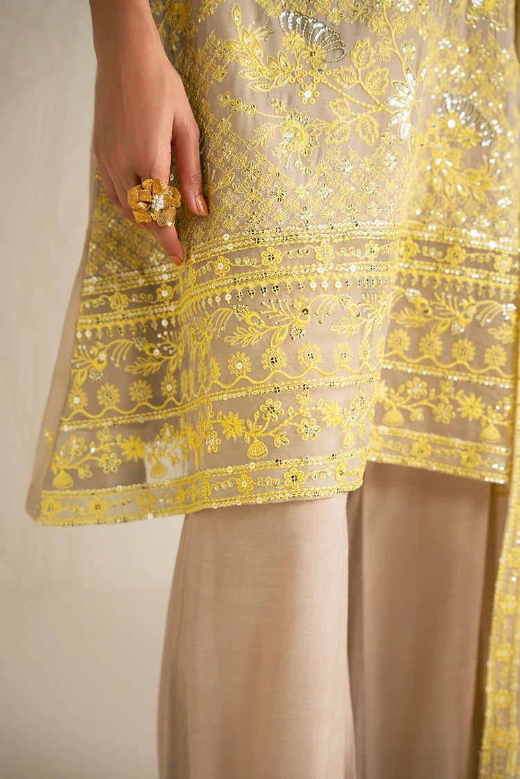 Picture of Cross Stitch - Embroidered Chiffon Edit - 4 Piece - Sand Bronze - Available at Raja Sahib