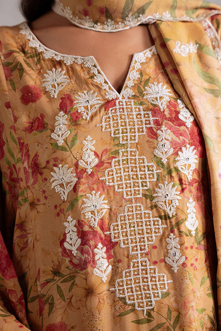 Picture of Cross Stitch - Unstitched Winter Collection - Mustard Orchid - Available at Raja Sahib