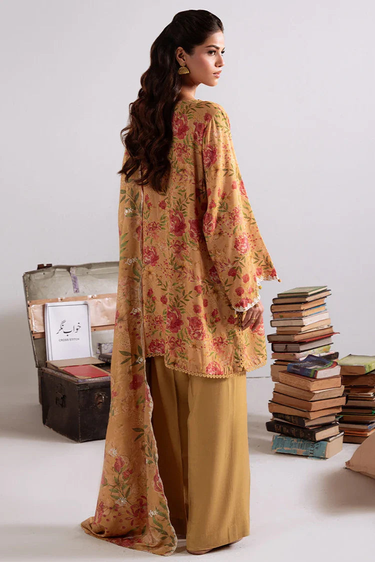 Picture of Cross Stitch - Unstitched Winter Collection - Mustard Orchid - Available at Raja Sahib